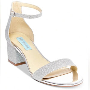 Betsey Johnson Womens Miri Glitter Bridal Heels Size 10 Silver Glitter